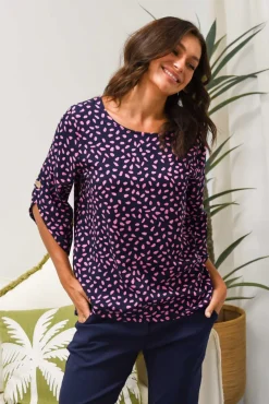 Sleeved Tops<Hourglass Raven Pink Fleck Hi Lo Top