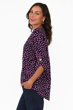 Sleeved Tops<Hourglass Raven Pink Fleck Hi Lo Top