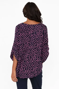 Sleeved Tops<Hourglass Raven Pink Fleck Hi Lo Top