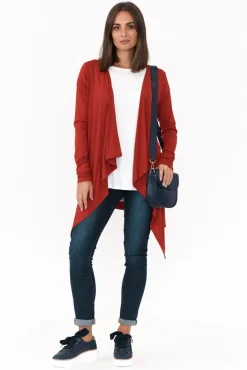 Cardigans<Bamboo Body Red Bamboo Waterfall Cardigan