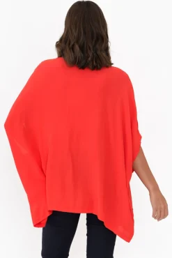 Tunic Tops<Boho Red Drape Top