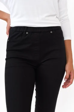 Pants<Cafe Latte Reed Black Stretch Cotton Pant