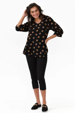 Pants<Cafe Latte Reed Black Stretch Cotton Capri Pant