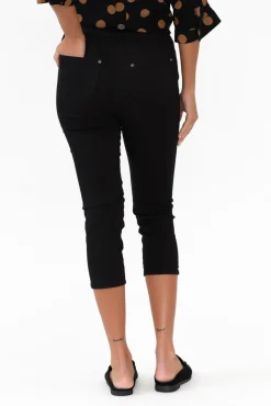 Pants<Cafe Latte Reed Black Stretch Cotton Capri Pant