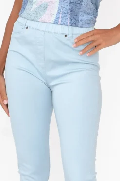 Pants<Cafe Latte Reed Blue Stretch Cotton Pant