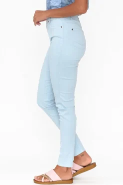 Pants<Cafe Latte Reed Blue Stretch Cotton Pant