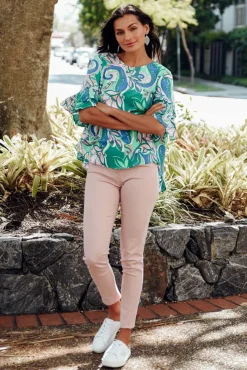 Pants<Cafe Latte Reed Blush Stretch Cotton Pant