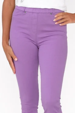 Pants<Cafe Latte Reed Lilac Stretch Cotton Pant