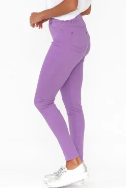 Pants<Cafe Latte Reed Lilac Stretch Cotton Pant