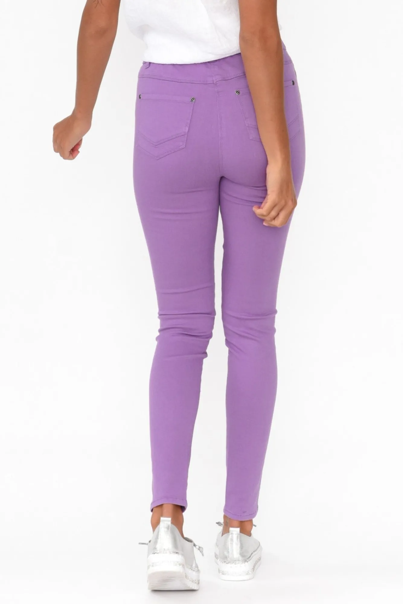 Pants<Cafe Latte Reed Lilac Stretch Cotton Pant