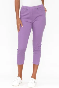 Pants<Cafe Latte Reed Lilac Stretch Cotton Capri Pant