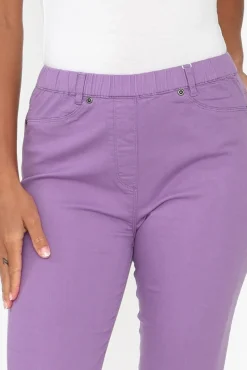Pants<Cafe Latte Reed Lilac Stretch Cotton Capri Pant