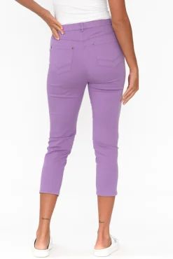 Pants<Cafe Latte Reed Lilac Stretch Cotton Capri Pant