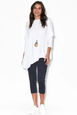 Pants<Cafe Latte Reed Navy Stretch Cotton Capri Pant