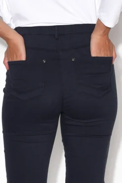 Pants<Cafe Latte Reed Navy Stretch Cotton Capri Pant