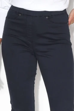 Pants<Cafe Latte Reed Navy Stretch Cotton Capri Pant