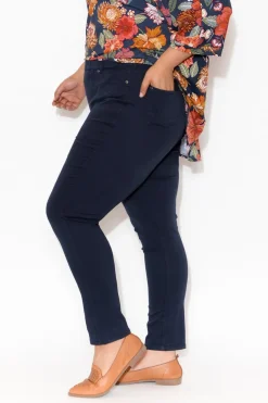 Pants<Cafe Latte Reed Navy Stretch Cotton Pant