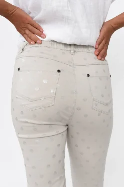 Pants<Cafe Latte Reed Taupe Foil Spot Cotton Capri Pant