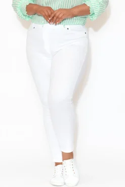 Pants<Cafe Latte Reed White Stretch Cotton Pant