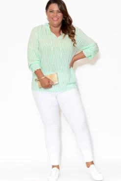 Pants<Cafe Latte Reed White Stretch Cotton Pant