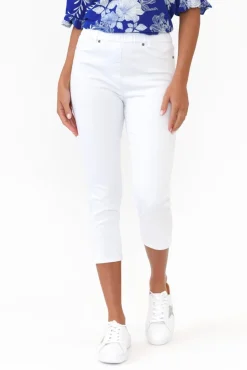 Pants<Cafe Latte Reed White Stretch Cotton Capri Pant