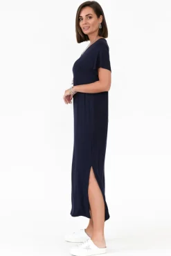 Bamboo Dresses<Bamboo Villa Remy Navy Bamboo Maxi Dress