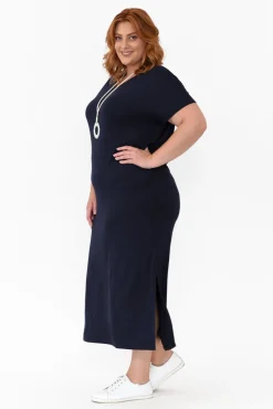 Bamboo Dresses<Bamboo Villa Remy Navy Bamboo Maxi Dress