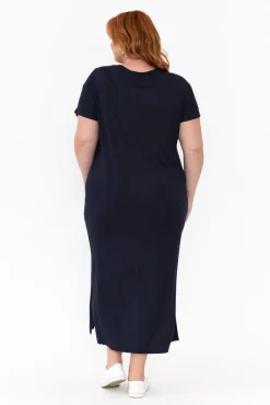 Bamboo Dresses<Bamboo Villa Remy Navy Bamboo Maxi Dress