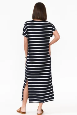 Bamboo Dresses<Bamboo Villa Remy Navy Stripe Bamboo Maxi Dress