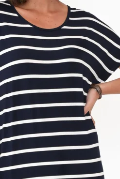Bamboo Dresses<Bamboo Villa Remy Navy Stripe Bamboo Maxi Dress