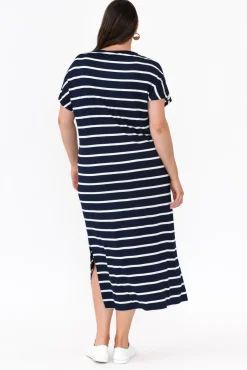 Bamboo Dresses<Bamboo Villa Remy Navy Stripe Bamboo Maxi Dress