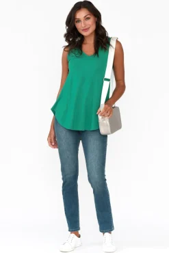 Sleeveless Tops<Lou Lou Rihanna Emerald Bamboo Tank