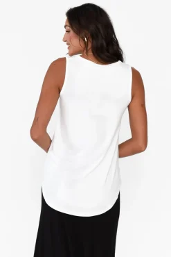 Sleeveless Tops<Lou Lou Rihanna White Bamboo Tank