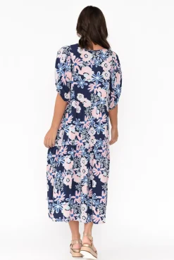 Midi Dresses<Pq Rima Navy Floral Midi Dress