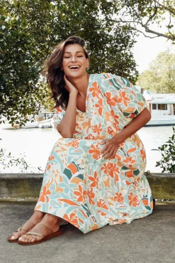 Maxi Dresses<PQ Rima Orange Garden Midi Dress