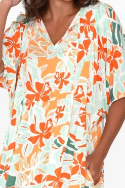 Maxi Dresses<PQ Rima Orange Garden Midi Dress