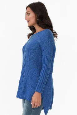 Knitwear<Cafe Latte Rinna Cobalt Cable Knit Detail Jumper