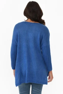 Knitwear<Cafe Latte Rinna Cobalt Cable Knit Detail Jumper