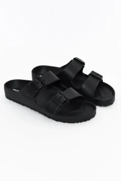 Slides<Human Shoes Ripe Black Buckle Slide