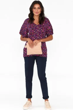 Sleeved Tops<Betty Basics Ripon Confetti Frill Sleeve Top