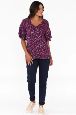 Sleeved Tops<Betty Basics Ripon Confetti Frill Sleeve Top