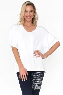 Sleeved Tops<Betty Basics Ripon White Frill Sleeve Top