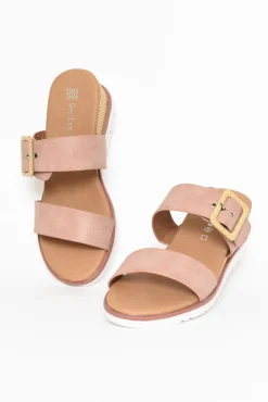 Heeled Sandals<Bay Lane River Blush Buckle Wedge Sandal