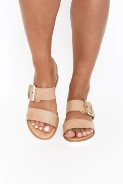 Heeled Sandals<Bay Lane River Tan Buckle Wedge Sandal