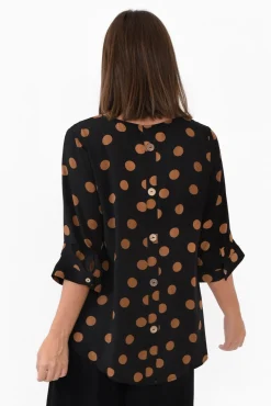 Sleeved Tops<Willow Tree Riveria Black Spot V Neck Top