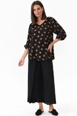 Sleeved Tops<Willow Tree Riveria Black Spot V Neck Top