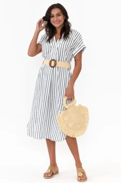 Linen Dresses<Betty Basics Roma Blue Stripe Linen Dress