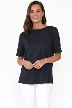 Cotton Tops<Betty Basics Rosalie Charcoal Cotton Tee