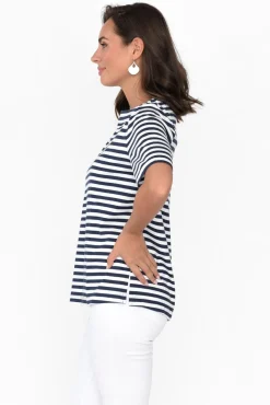 Cotton Tops<Betty Basics Rosalie Navy Stripe Cotton Tee