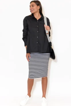 Cotton Tops<Foxwood Rose Black Cotton Poplin Shirt